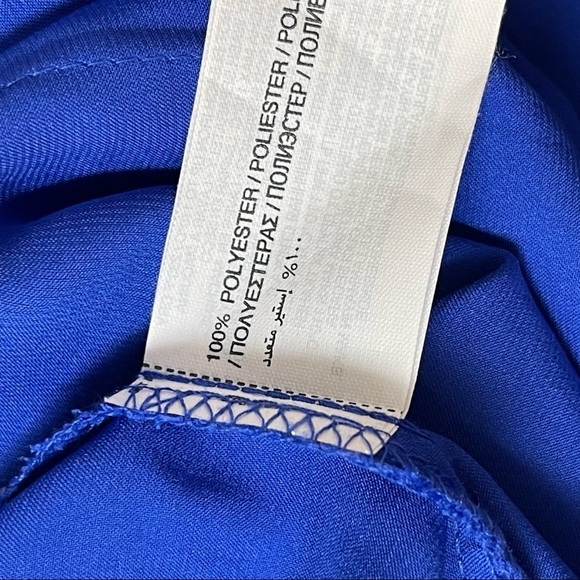 Mng by Mango Blue Satin Long Sleeve Blouse - Picture 4 of 6